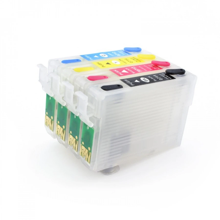Epson T0711-T0714 Refillable Cartridges Stylus D92 / SX410 / SX510W / SX600 | Compatible