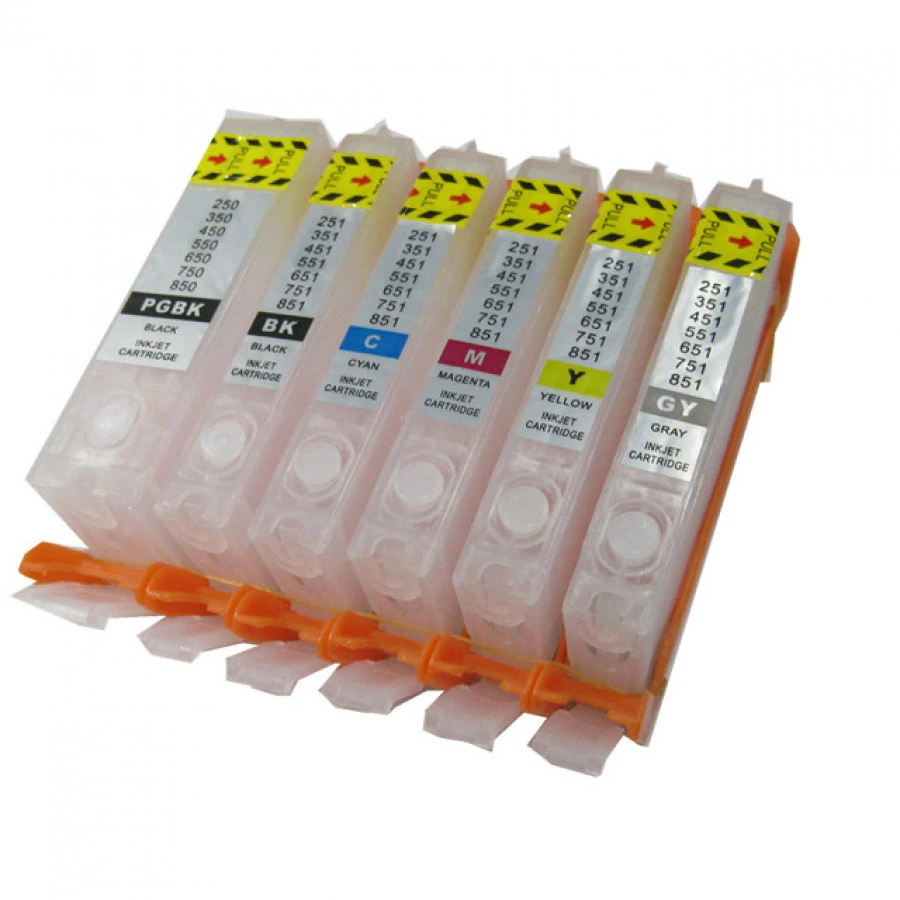 Refillable Cartridges for Canon PIXMA iP7140 (CLI-451 / PGI-450 6 Color) | Compatible