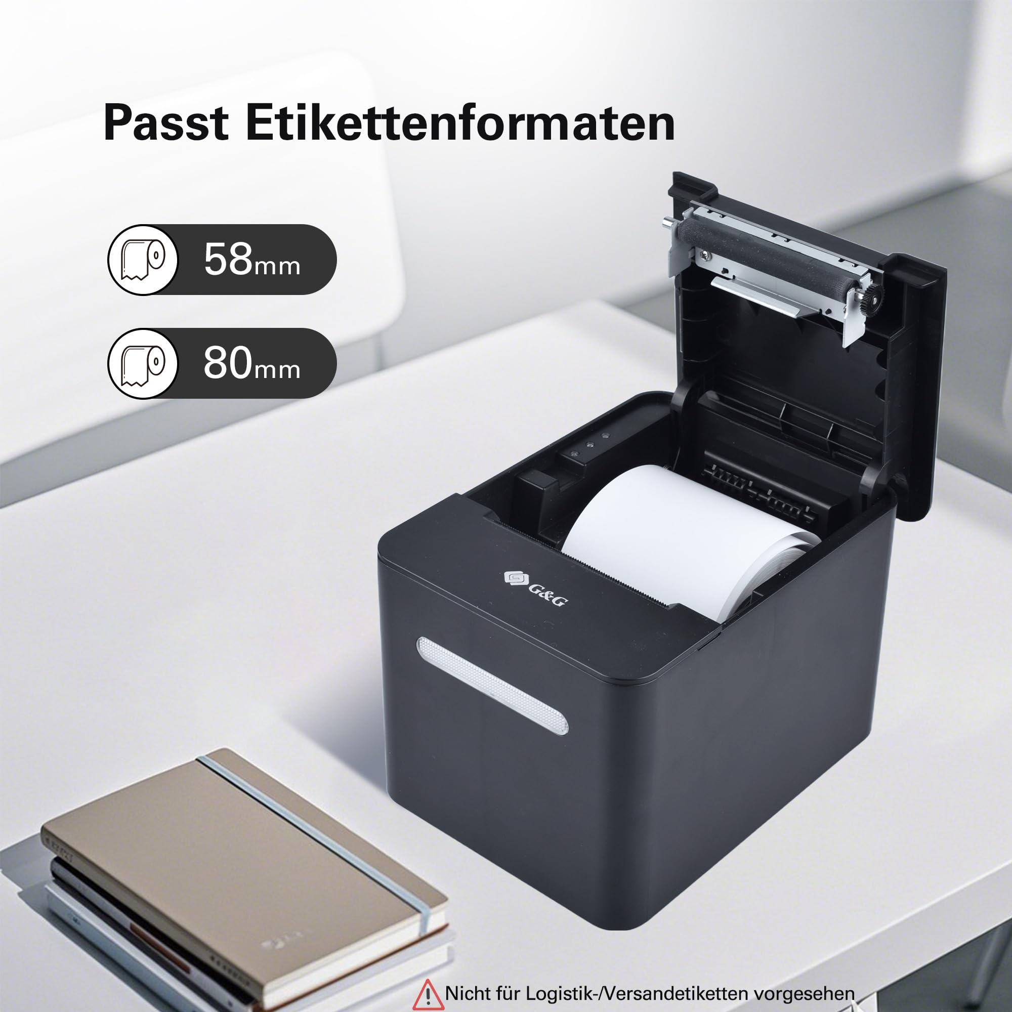 GG-TD80 Sticker and Receipt Printer — Wi-Fi, Bluetooth, LAN, USB - Image 2